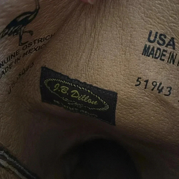 J.B.Dillon men’s ostrich cowboy boot size 8 - Picture 11 of 11